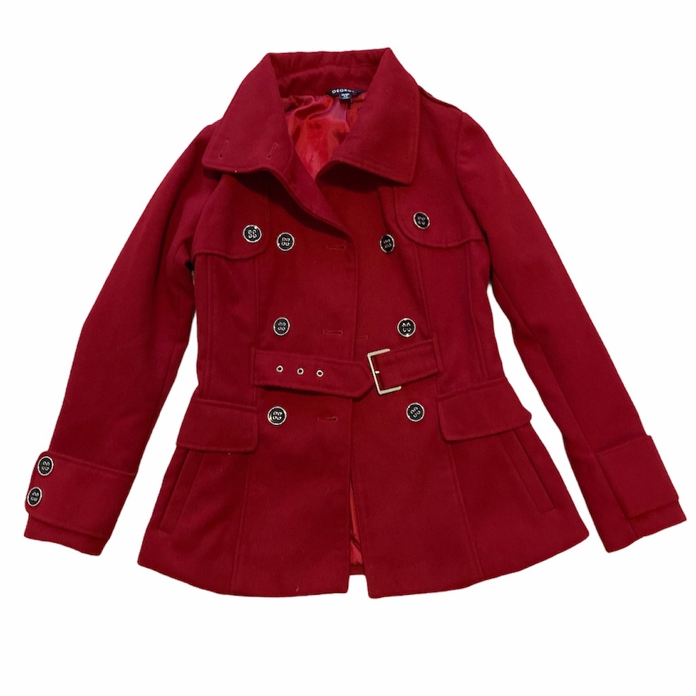 Red pea coat, great condition!